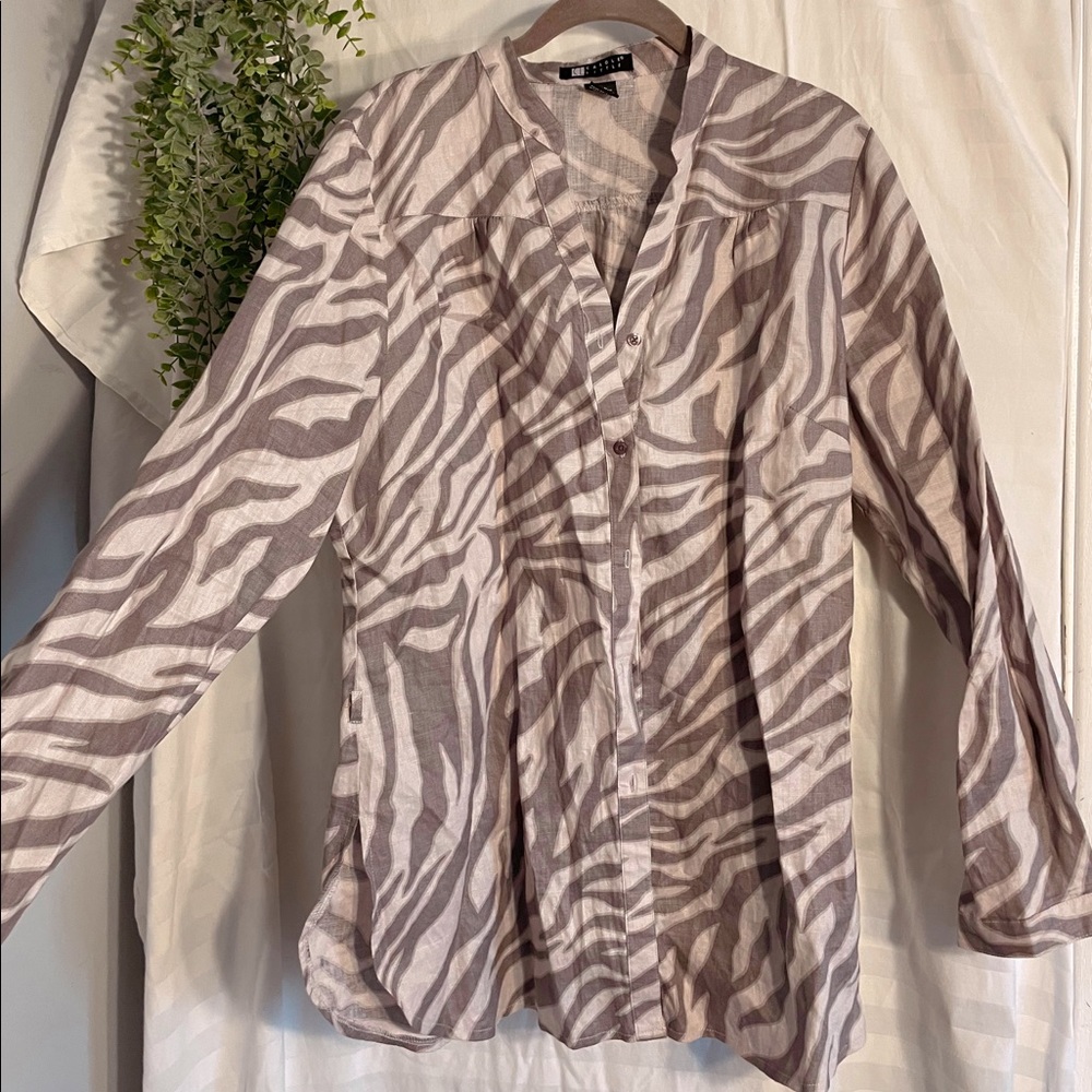 zebra printed button up
